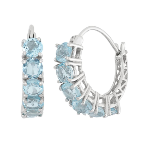 Jewelexcess Sky Blue Topaz Sterling Silver Hoop Earrings