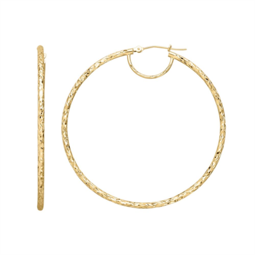 Everlasting Gold 14k Gold Textured Hoop Earrings
