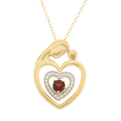 Kohls Garnet 18k Gold Over Silver Motherly Love Pendant Necklace