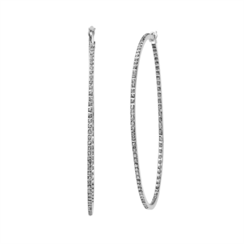 Unbranded Diamond Mystique Platinum Over Silver Inside-Out Hoop Earrings