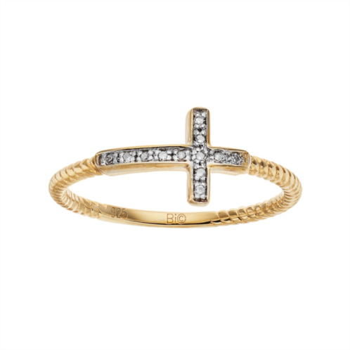 Gemminded 14k Gold Over Silver Diamond Accent Sideways Cross Ring