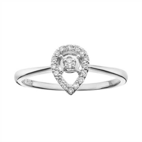 Gemminded Sterling Silver 1/10 Carat T.W. Diamond Teardrop Promise Ring