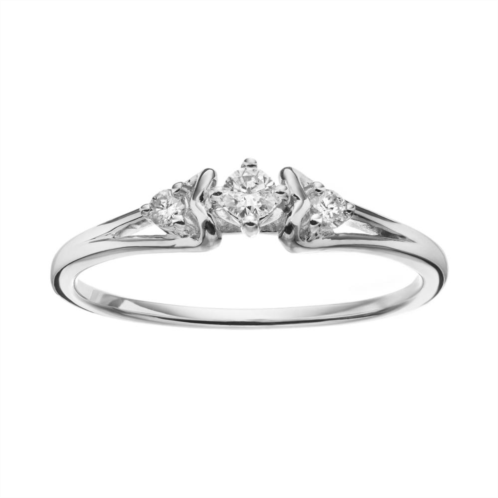 Gemminded Sterling Silver 1/6 Carat T.W. Diamond 3-Stone Promise Ring