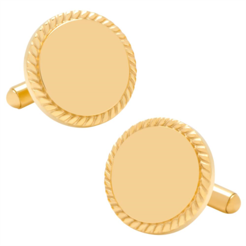 Cuff Links, Inc. 14K Gold-Plated Rope Border Engravable Cuff Links