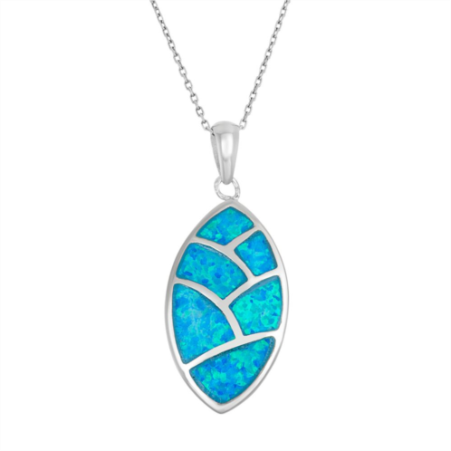 Kohls Lab-Created Blue Opal Sterling Silver Mosaic Marquise Pendant Necklace