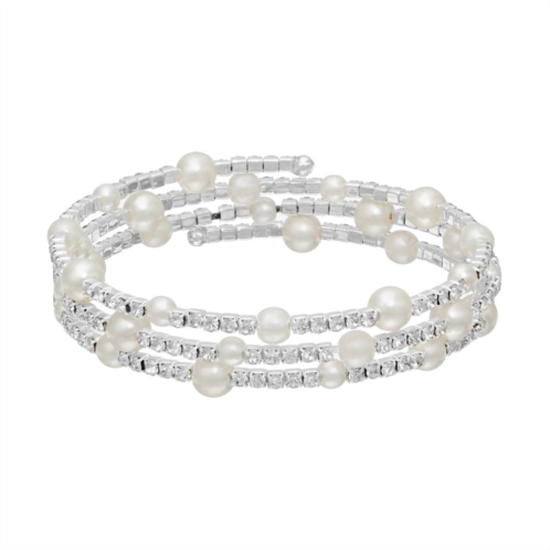 Vieste Simulated Pearl Station Coil Bracelet