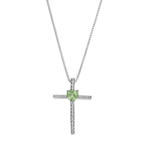 Gemminded Sterling Silver Peridot Cross Pendant Necklace