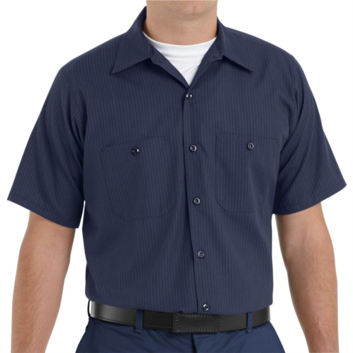 Mens Red Kap Classic-Fit Durastripe Striped Button-Down Work Shirt