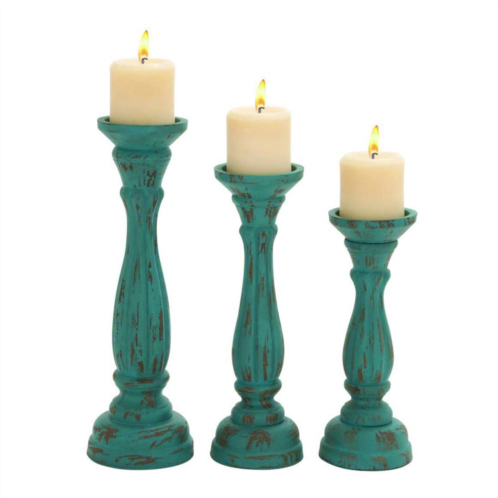 Stella & Eve Distressed Blue Candle Holder 3-piece Set