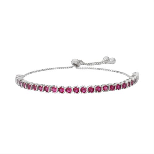 Unbranded Designs by Gioelli Sterling Silver Lab-Created Ruby S-Link Lariat Bracelet