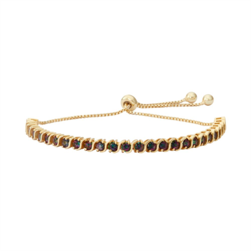 Designs by Gioelli 14k Gold Over Silver Mystic Fire Topaz S-Link Lariat Bracelet