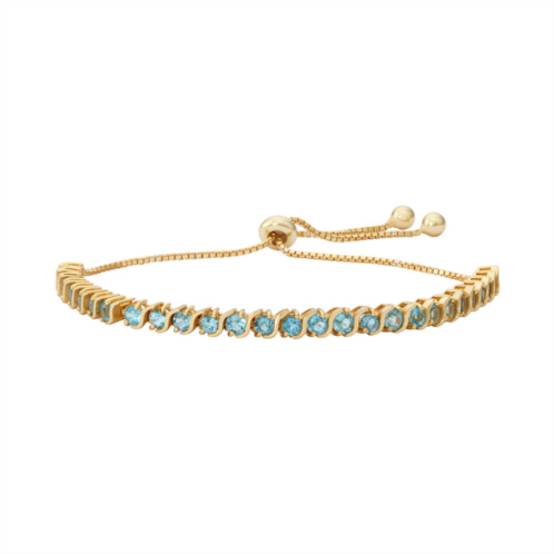 Designs by Gioelli 14k Gold Over Silver Blue Topaz S-Link Lariat Bracelet