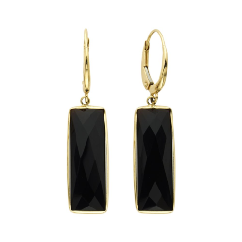 Unbranded 14k Gold Onyx Rectangle Drop Earrings