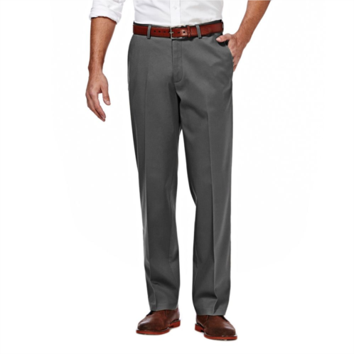 Mens Haggar Premium No-Iron Khaki Super Flex Waist Straight-Fit Stretch Flat-Front Pants