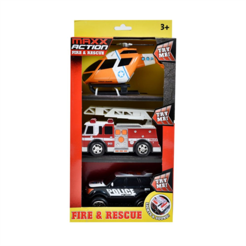 Sunny Days Entertainment Maxx Action 3-Pack Fire & Rescue Die-Cast Vehicle Set