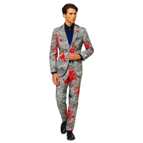 Mens OppoSuits Zombiac Modern-Fit Halloween Costume Zombie Novelty Suit & Tie Set