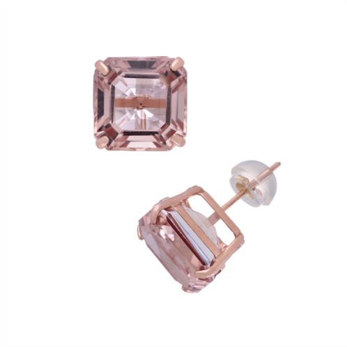 Designs by Gioelli 14k Rose Gold Simulated Morganite Stud Earrings