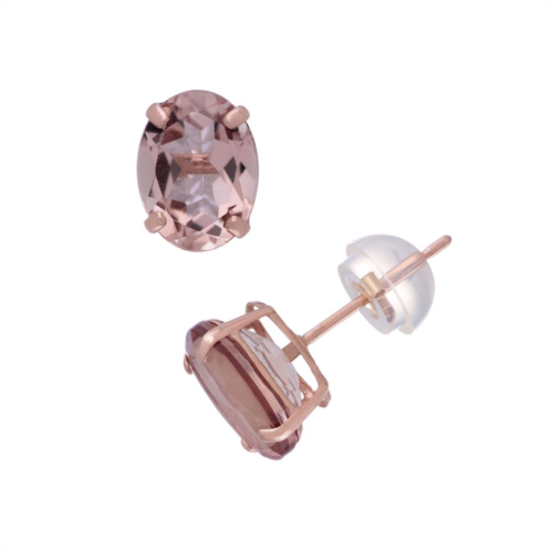 Designs by Gioelli 14k Rose Gold Simulated Morganite Stud Earrings