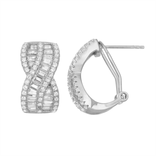 Designs by Gioelli Sterling Silver Lab-Created White Sapphire Semi-Hoop Earrings