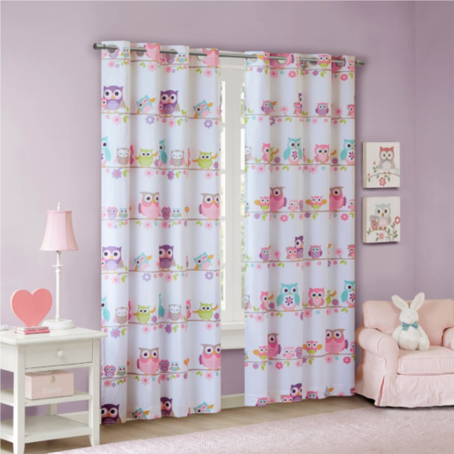 Mi Zone Kids Nocturnal Nellie Owl Total Blackout Thermal Insulated Grommet 1 Window Curtain Panel