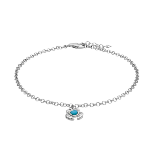 Unbranded Sterling Silver Larimar Crab Anklet