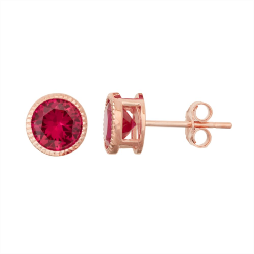 Designs by Gioelli 14k Rose Gold Over Silver Lab-Created Ruby Stud Earrings