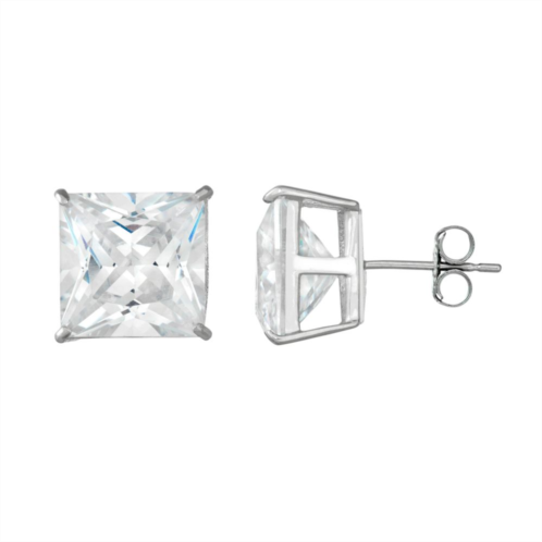 Unbranded Designs by Gioelli Mens 14k White Gold Cubic Zirconia Square Stud Earrings