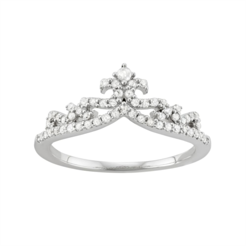 HDI Sterling Silver 1/3 Carat T.W. Diamond Crown Ring