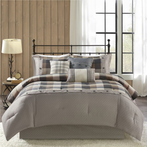 Madison Park Pioneer 7-piece Plaid Comforter Set with Throw Pillows