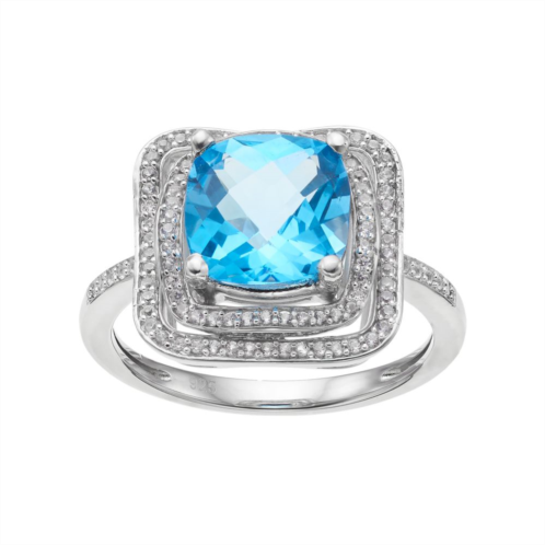 Kohls Sterling Silver Blue Topaz Tiered Halo Ring