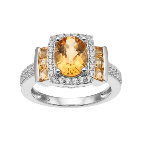 Kohls Sterling Silver Citrine & Lab-Created White Sapphire Halo Ring