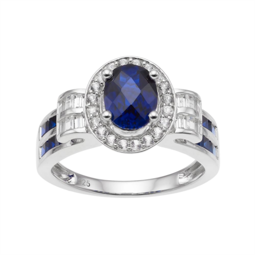 Kohls Sterling Silver Lab-Created Blue & White Sapphire Oval Halo Ring