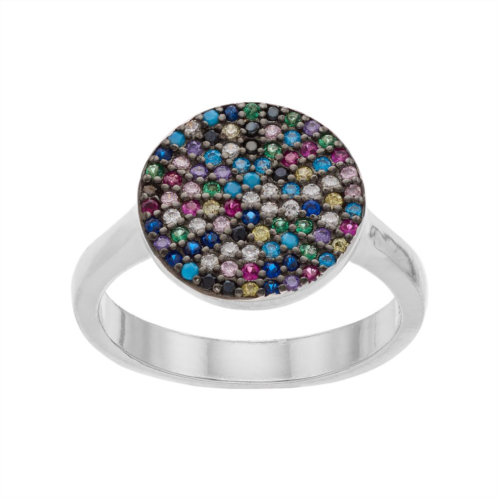 Kohls Sterling Silver Multicolored Cubic Zirconia Pave Ring