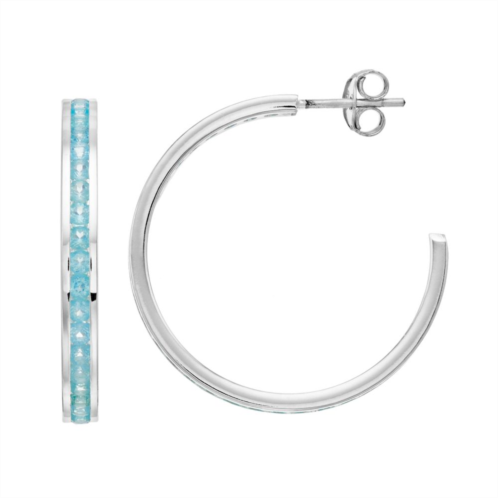 Traditions Jewelry Company Sterling Silver Channel-Set Apatite Birthstone Hoop Earrings