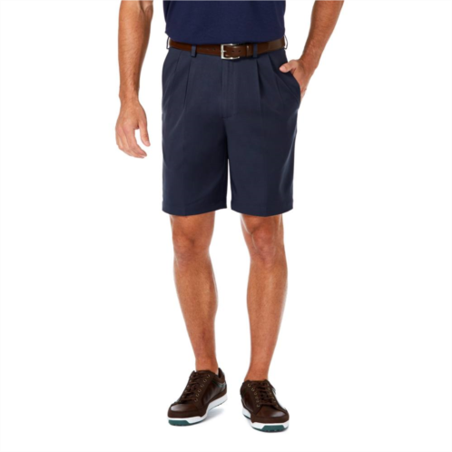 Mens Haggar Cool 18 PRO Straight-Fit Solid Pleated Shorts