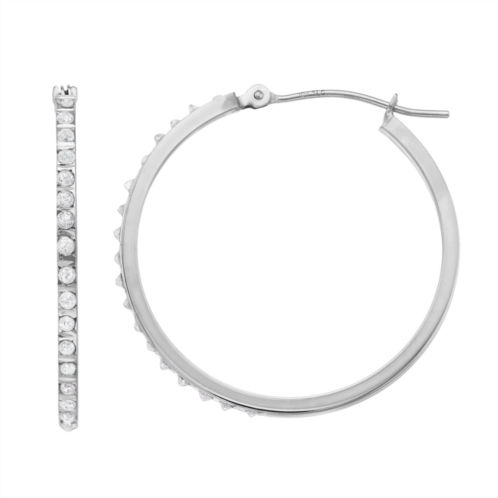 Diamond Fascination 10k White Gold Diamond Accent Hoop Earrings