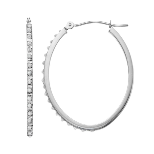 Diamond Fascination 10k White Gold Diamond Accent Oval Hoop Earrings