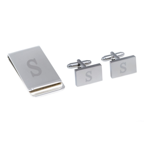 Bey-Berk Monogram Money Clip & Cufflink Set