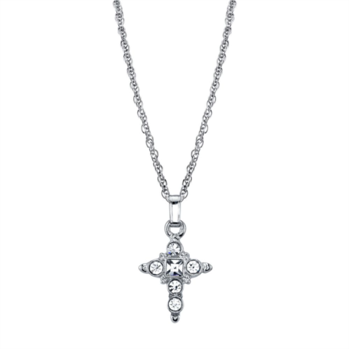 1928 Crystal Cross Pendant Necklace