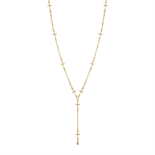 1928 14k Gold-Plated Cross Y Necklace