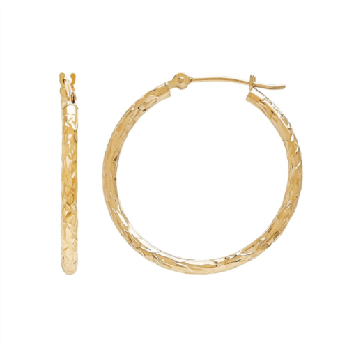 Everlasting Gold 14k Gold Textured Tube Hoop Earrings