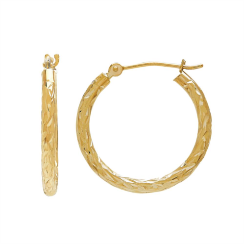 Everlasting Gold 14k Gold Textured Hoop Earrings