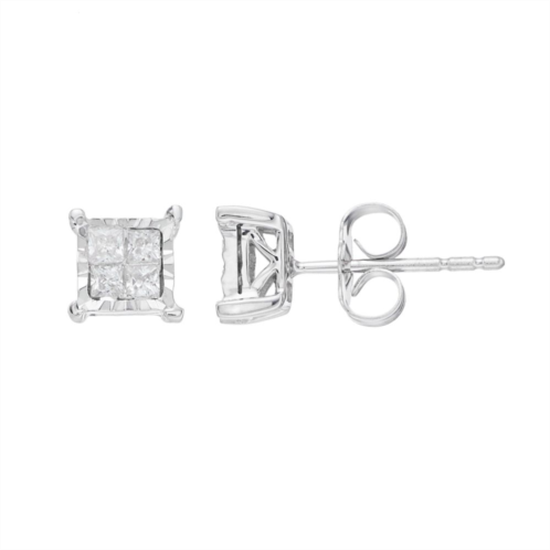 Kohls 10k White Gold 1/4 Carat T.W. Diamond Cluster Stud Earrings