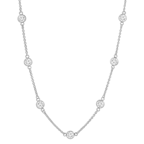 PRIMROSE Sterling Silver Cubic Zirconia Station Necklace