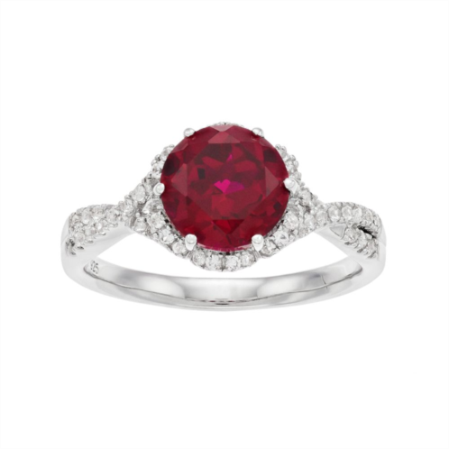 Kohls Sterling Silver Lab-Created Ruby & White Sapphire Halo Ring