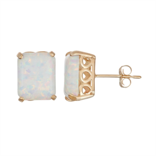 Designs by Gioelli 10k Gold Lab-Created Opal Rectangle Stud Earrings