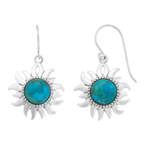 Unbranded Sterling Silver Reconstituted Turquoise Sun Drop Earrings