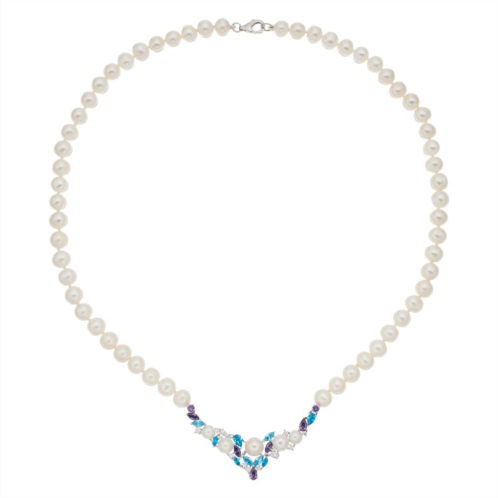 Kohls Sterling Silver Freshwater Cultured Pearl & Cubic Zirconia Necklace
