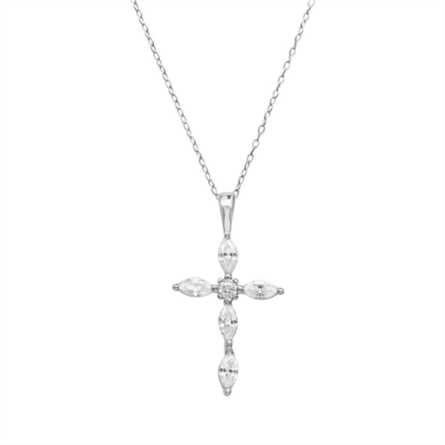 PRIMROSE Sterling Silver Cubic Zirconia Cross Pendant Necklace