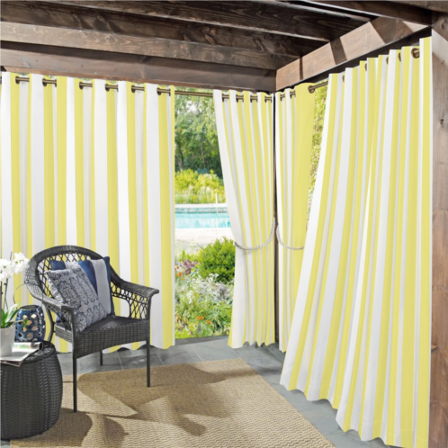 Sun Zero Valencia Indoor/Outdoor Fade Resistant Cabana Stripe Grommet Curtain Panel